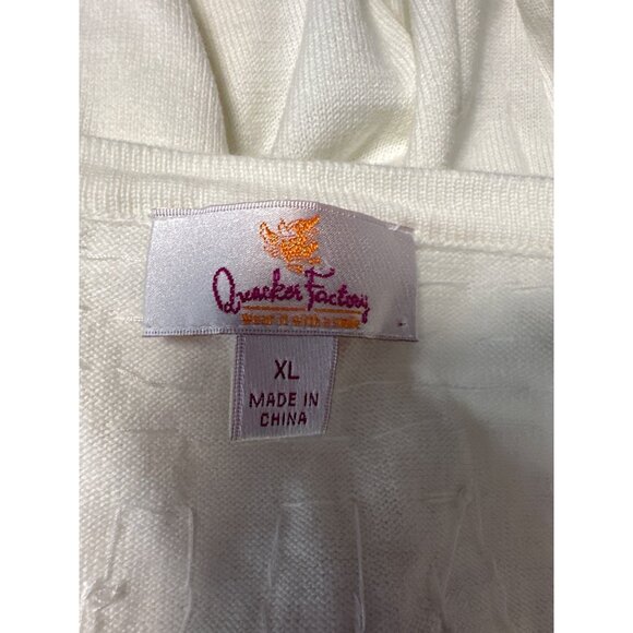 Quacker Factory Faux Twin Set Button-Up Cardigan With Rhinestones Size XL - Picture 7 of 9